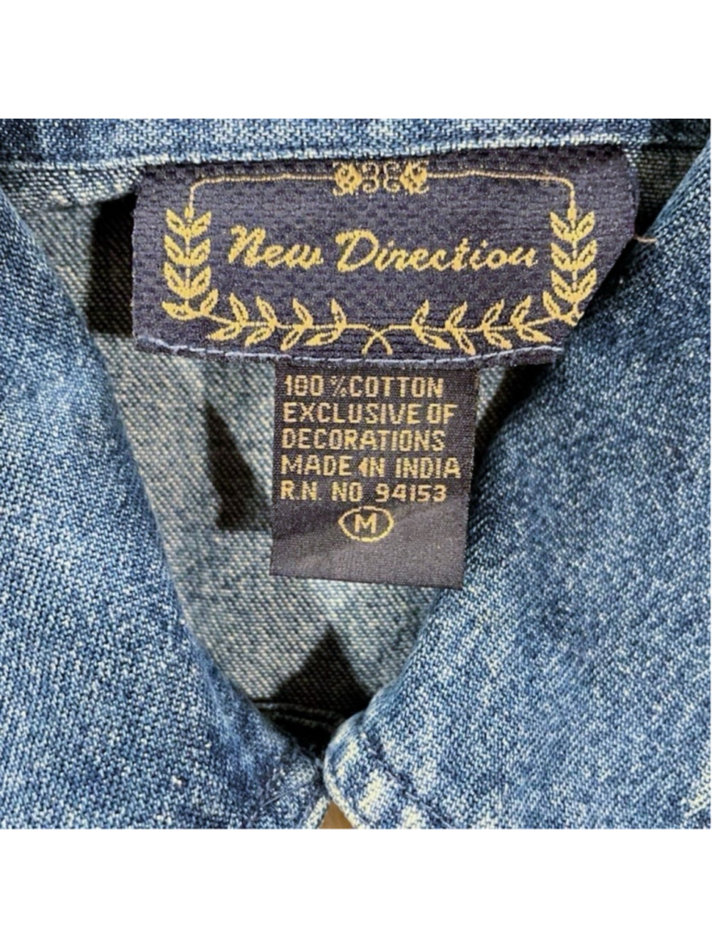 New Directions Womens Medium Embroidered Skiing Denim Blue Jean Jacket Cotton - Picture 4 of 9